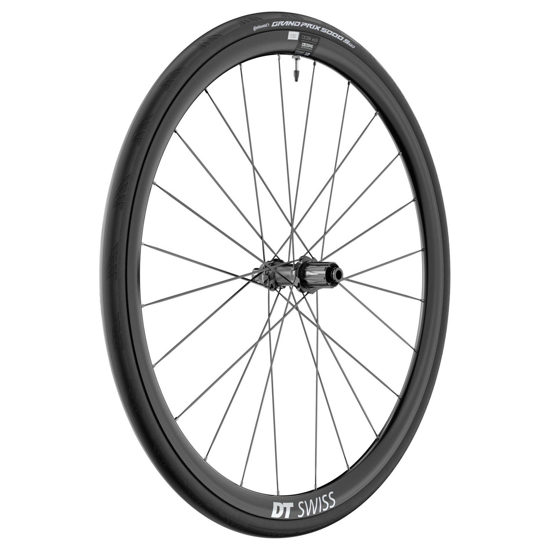 Produktbild von DT Swiss | Continental WTS Laufradsystem - ER 1600 SPLINE 30 Hinterrad + GP 5000 S Faltreifen - 28&quot; | 12x142mm - HG-L