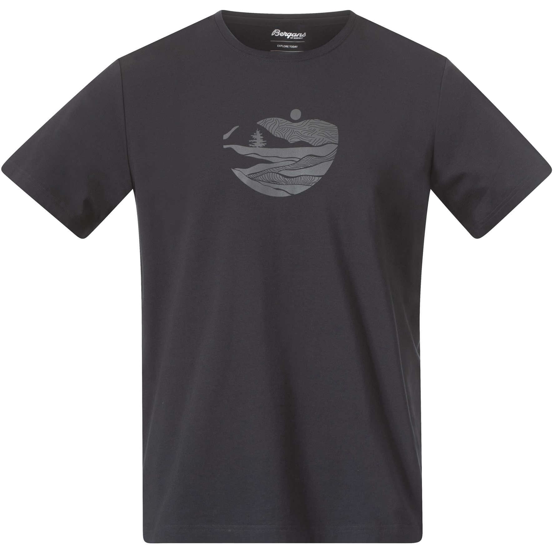 Foto de Bergans Camiseta Hombre - Nordmarka Organic Cotton Print - dark shadow grey/dark shadow grey sunset