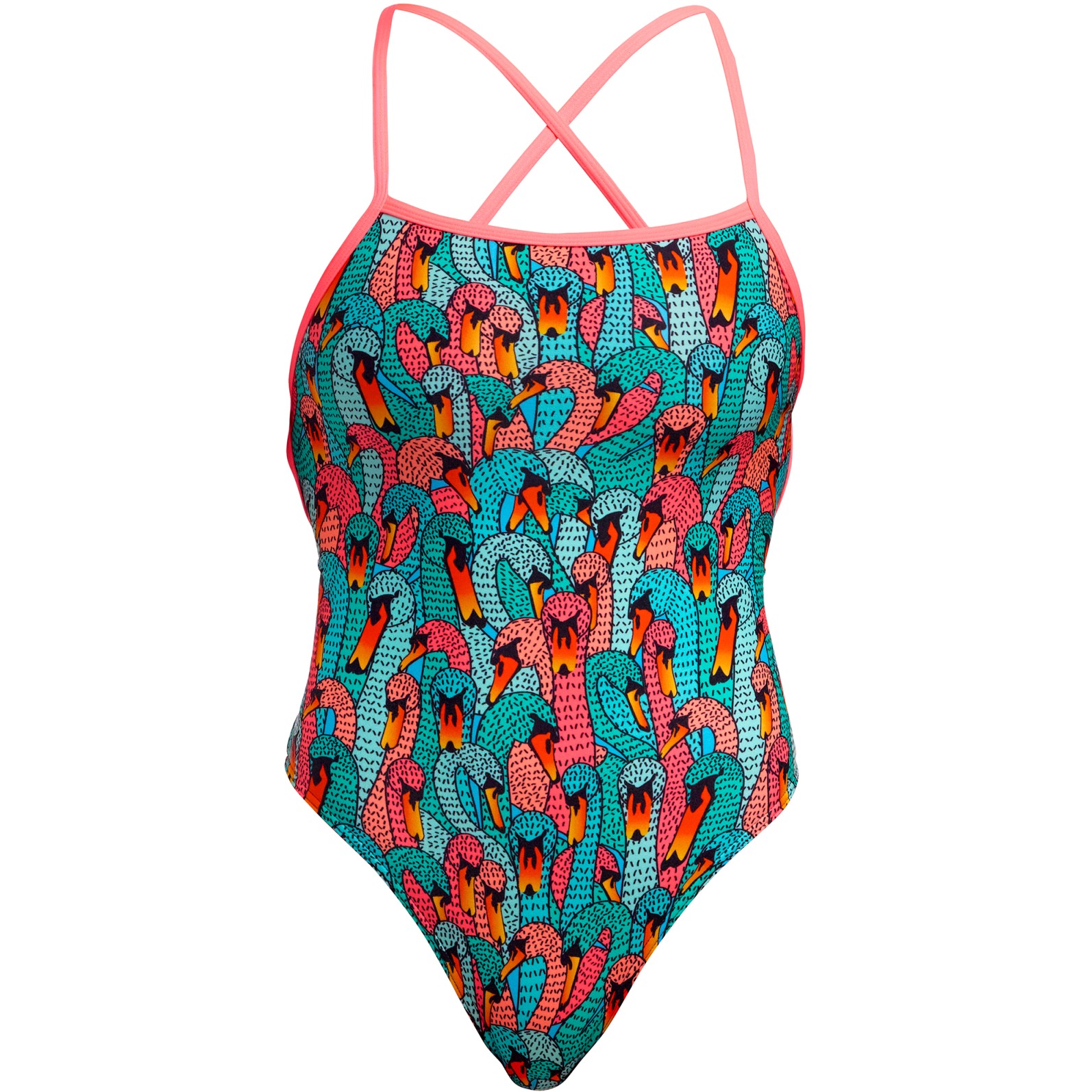 Женский слитный купальник Funkita с ремешками из эко-кожи - Swan See Swan