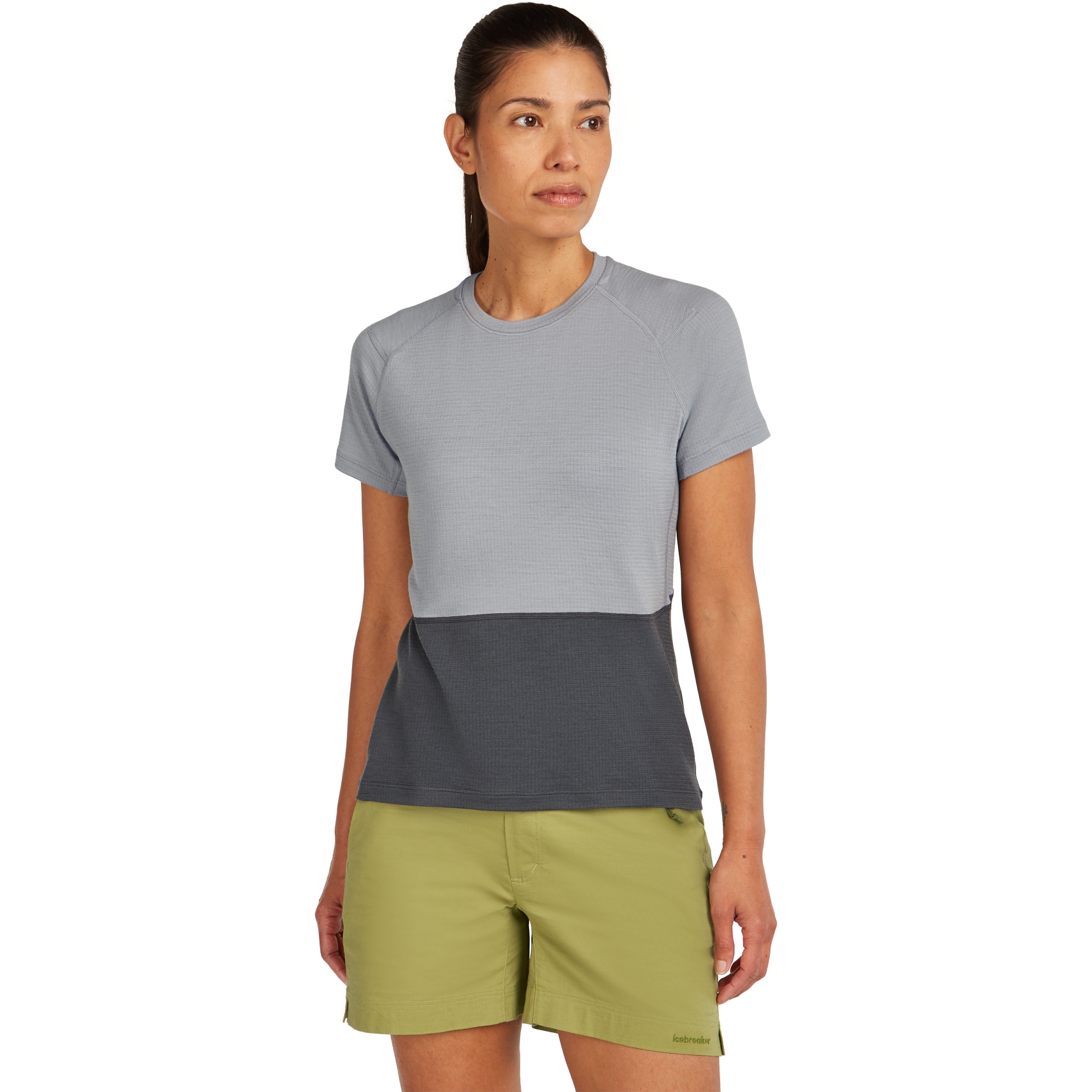 Immagine di Icebreaker Maglietta Donna - Merino 200 Waffle Elevation - Alloy/Obsidian
