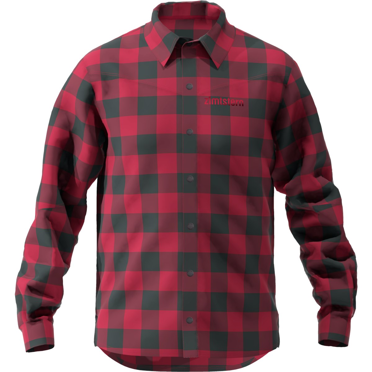 Productfoto van Zimtstern Timbaz Men&#039;s Long Sleeve Flannel-Shirt - Jester Red/Pirate Black