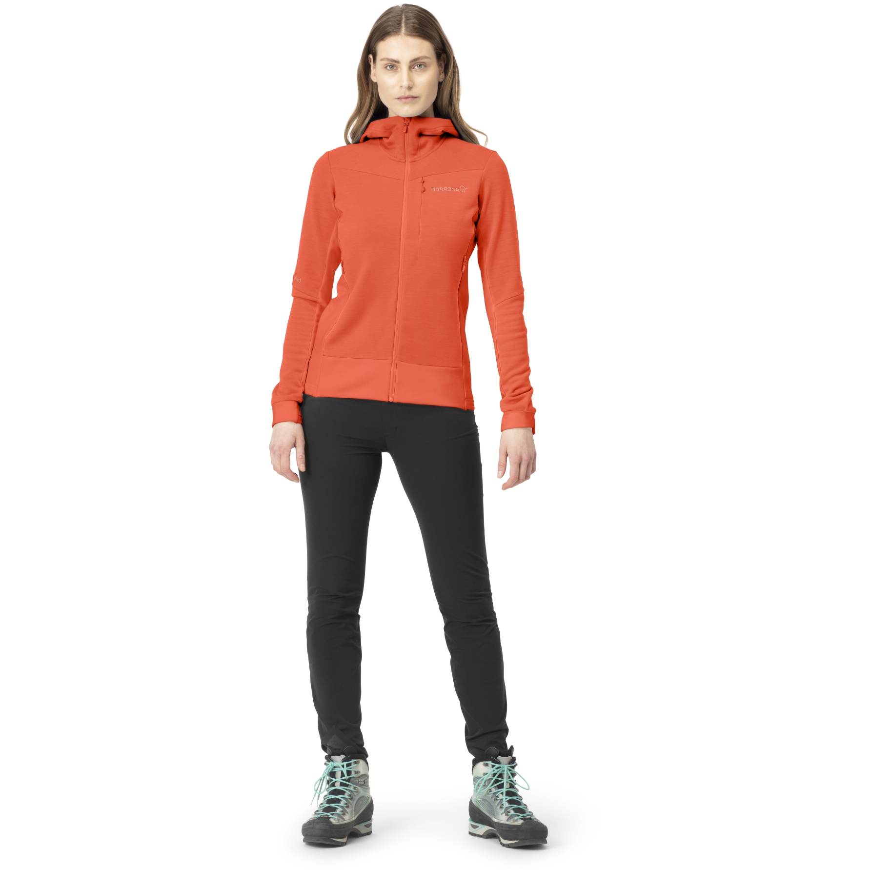 Norrona falketind warmwool2 stretch Zip Hood Jacket Women - Orange 