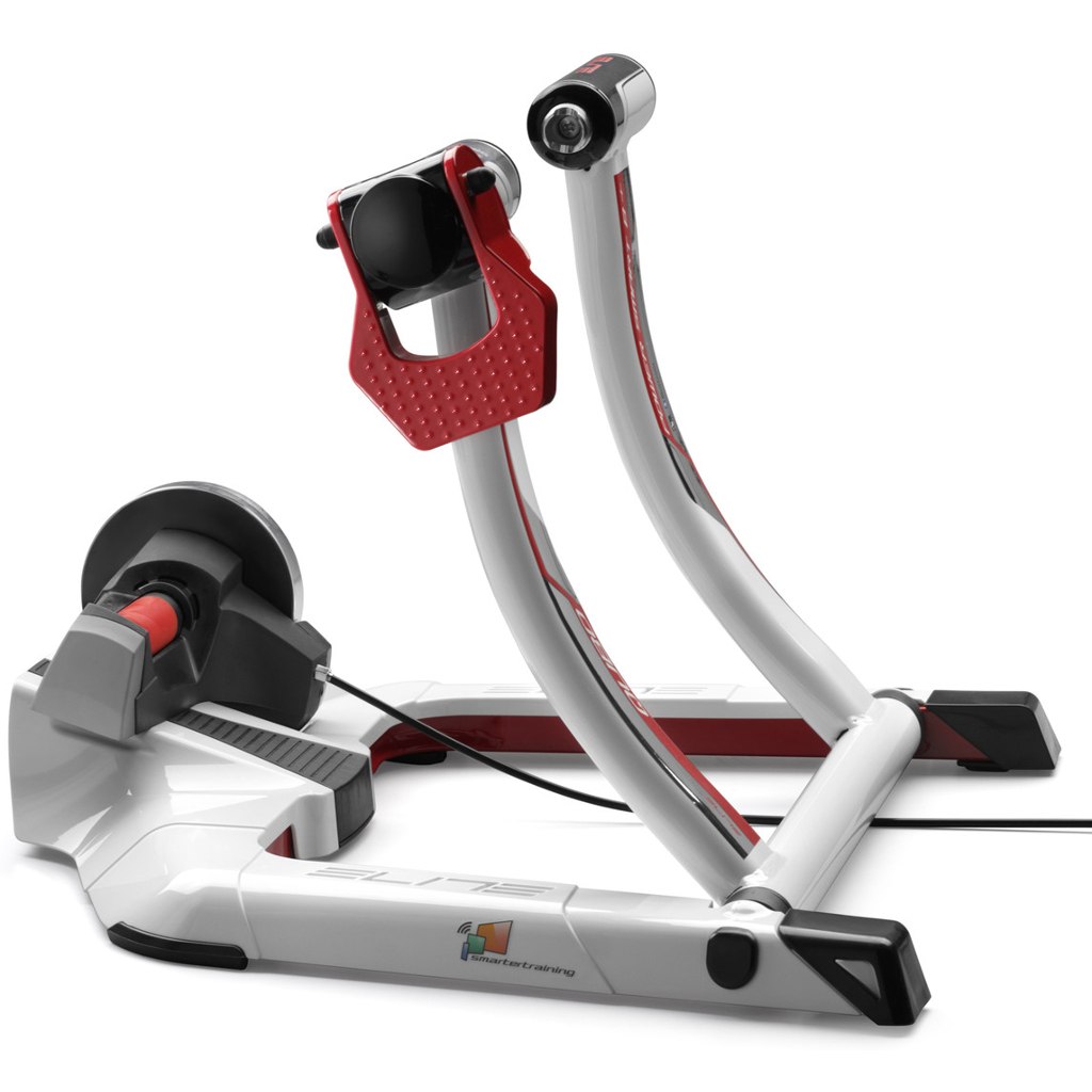 Produktbild von Elite Qubo Power Mag Smart B+ Wheel On Heimtrainer - weiß/rot