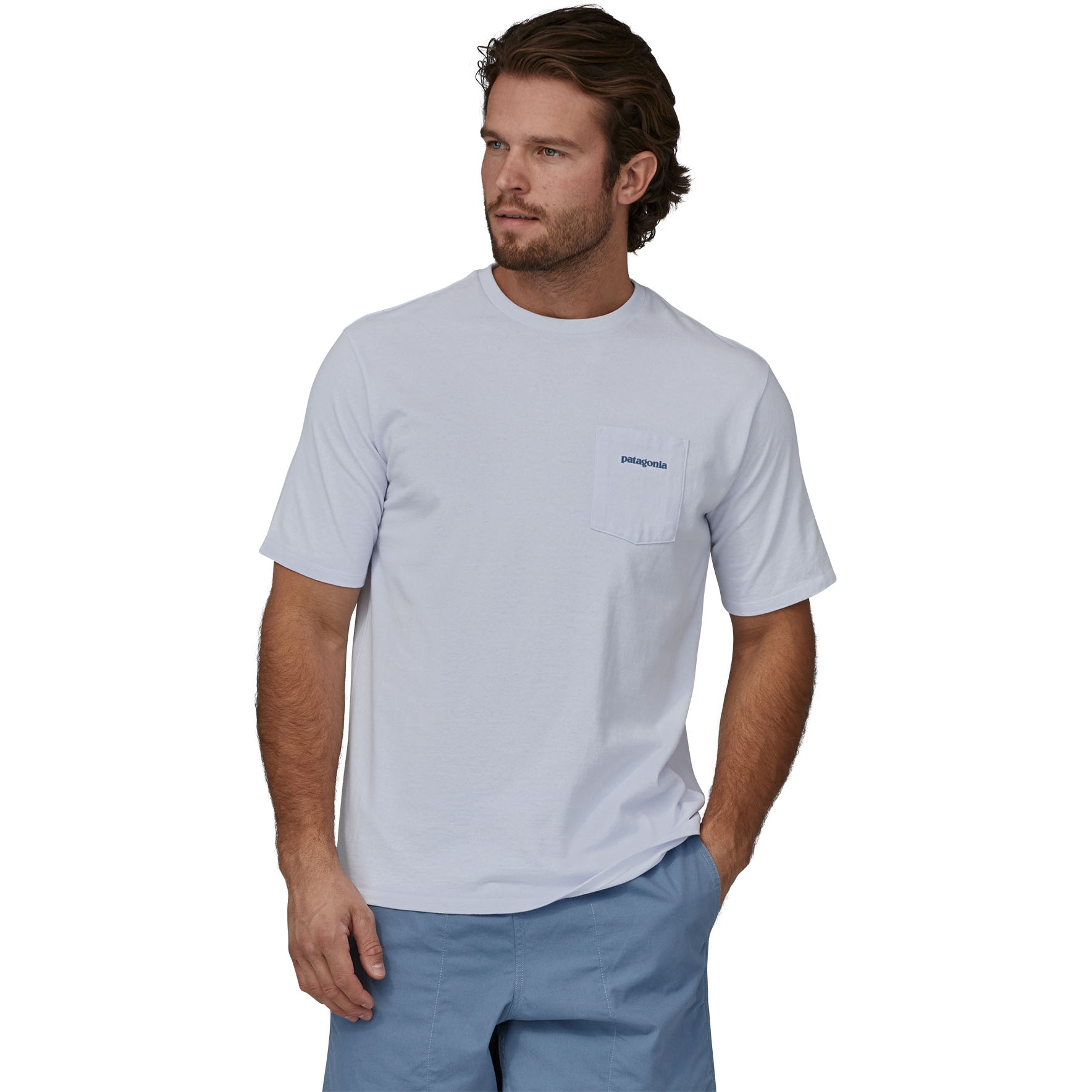 Produktbild von Patagonia Boardshort Logo Pocket Responsibili-Tee T-Shirt Herren - weiß