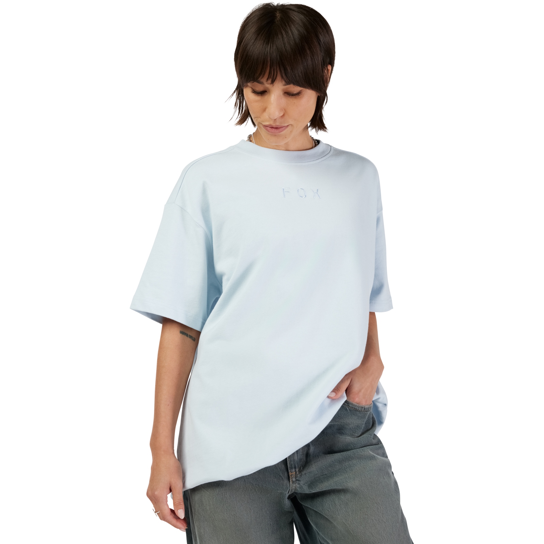 Produktbild von FOX Wordmark Oversized Kurzarmshirt Damen - pale blue