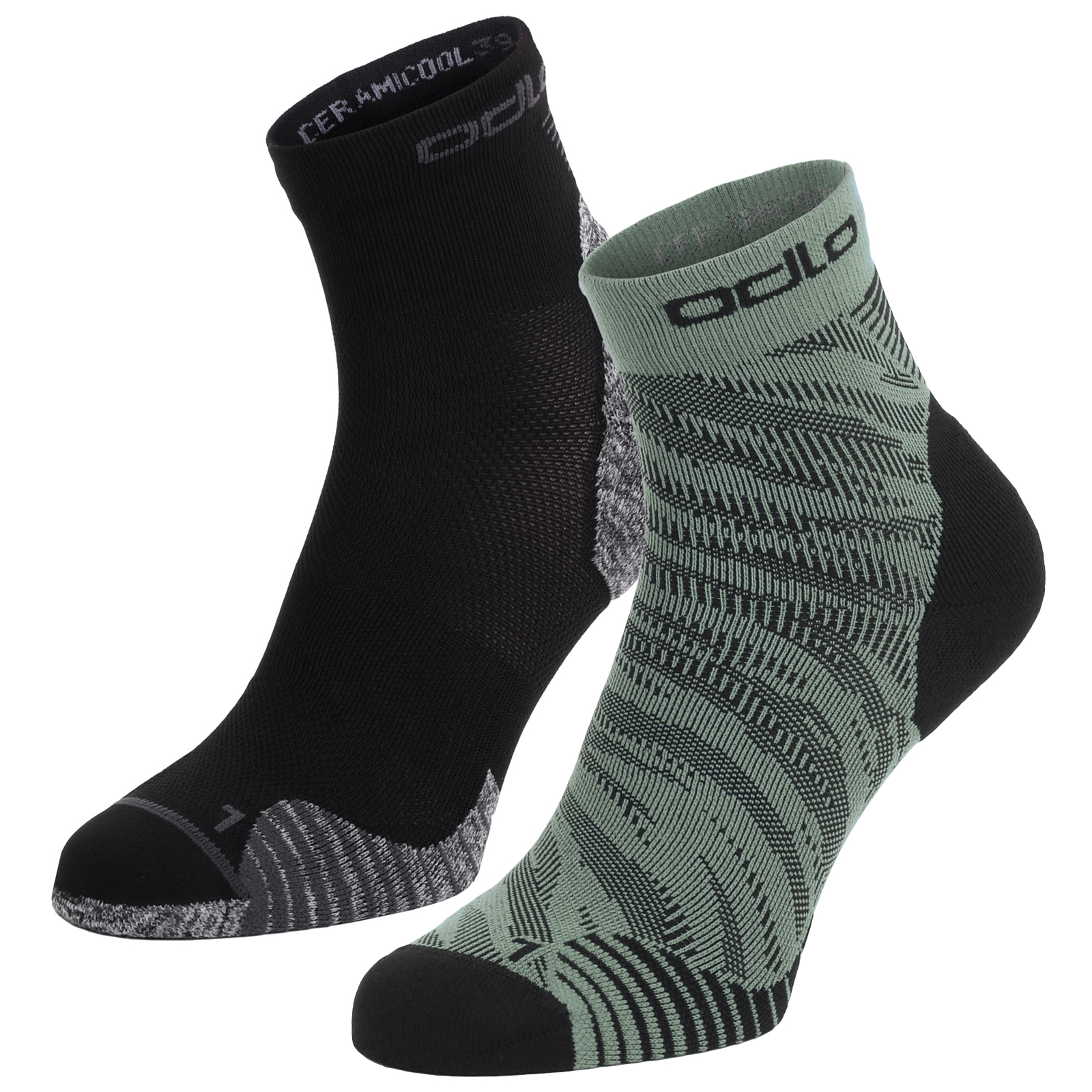 Odlo Ceramicool Run Graphic Socks - 2-Pack - loden frost - black