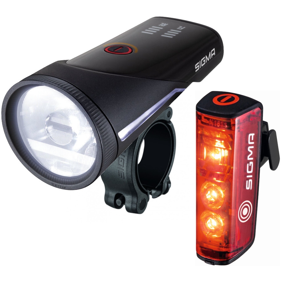 Productfoto van Sigma Sport Aura 100 Set / Blaze Link - Fietslamp Vooraan (Schroefbevestiging) + Fietslamp Achteraan