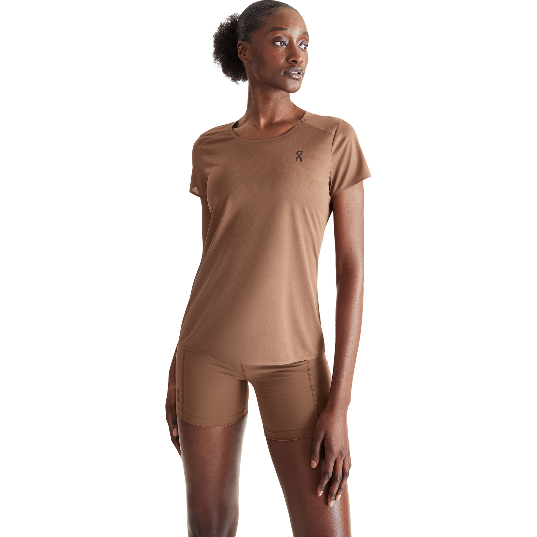 Produktbild von On Performance-T Damen Laufshirt - Cocoa &amp; Schwarz