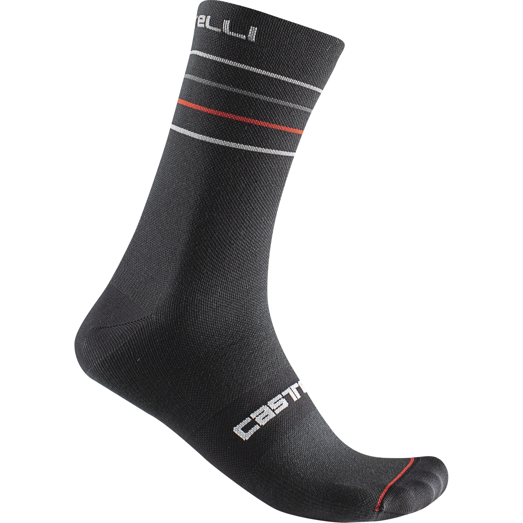 Picture of Castelli Endurance 15 Socks - black/silver grey-red 010