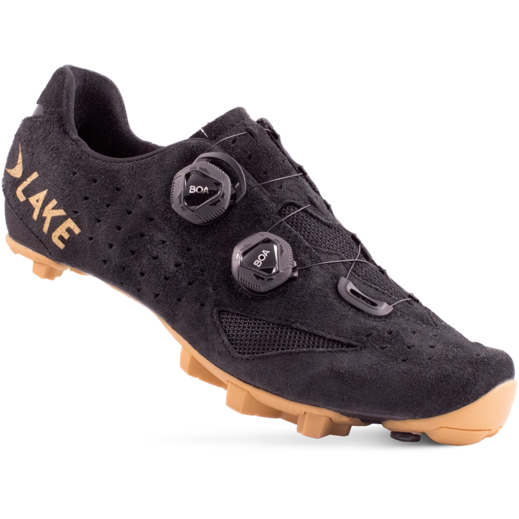 Image of Lake MX 238-X Wide Gravel Shoe - black suede/gold