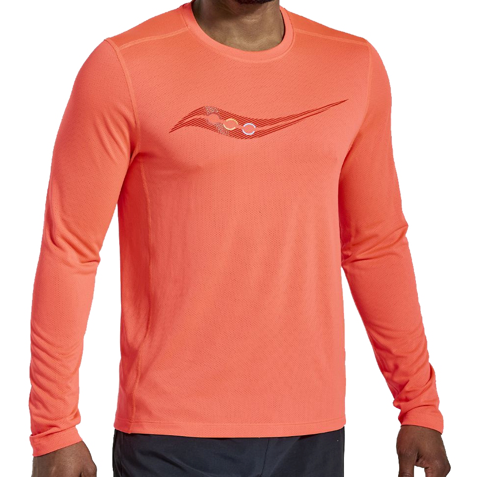 Picture of Saucony Stopwatch Graphic Long Sleeve Shirt - vizi red graphic