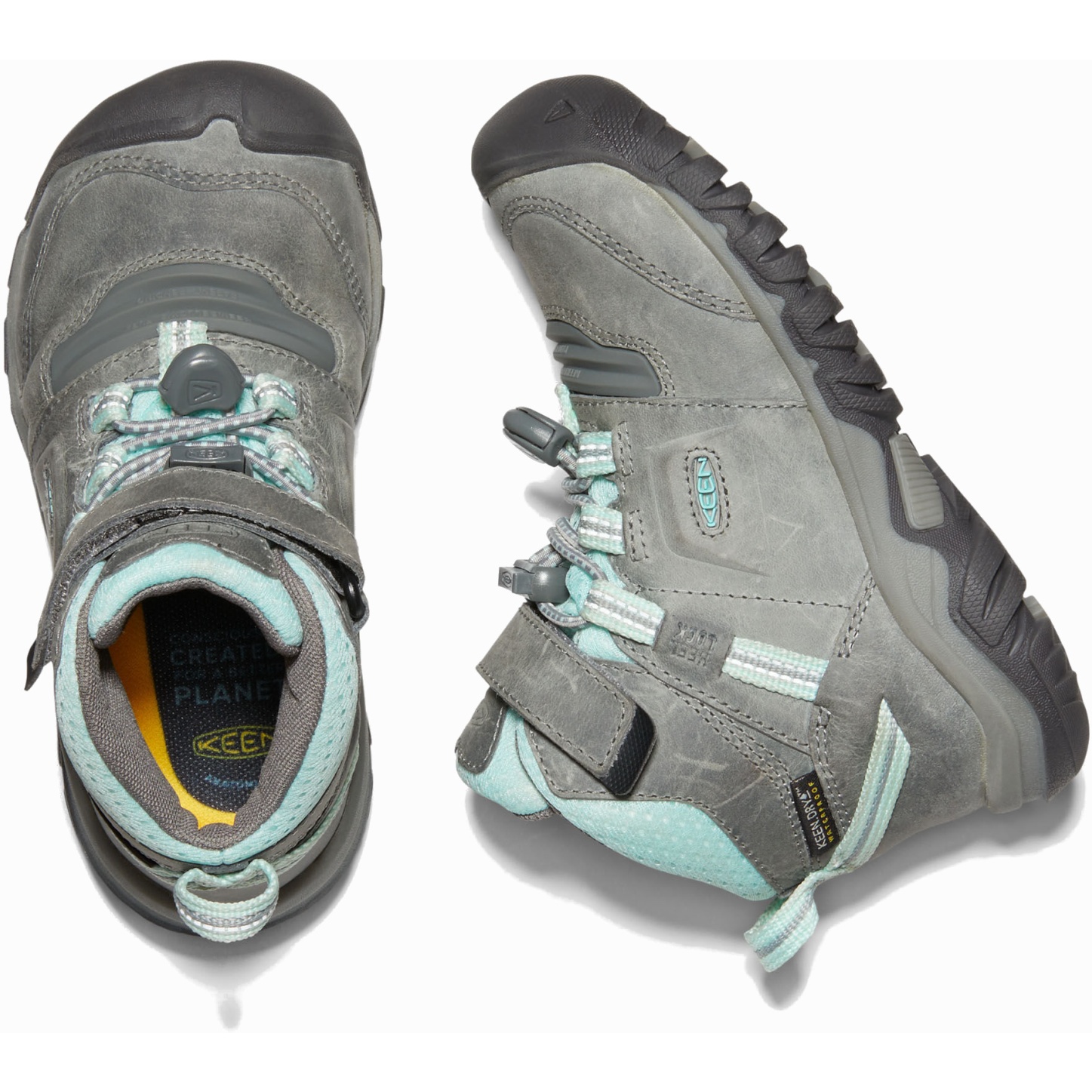 KEEN Ridge Flex Mid Waterproof Kids Boots - Grey/Blue Tint