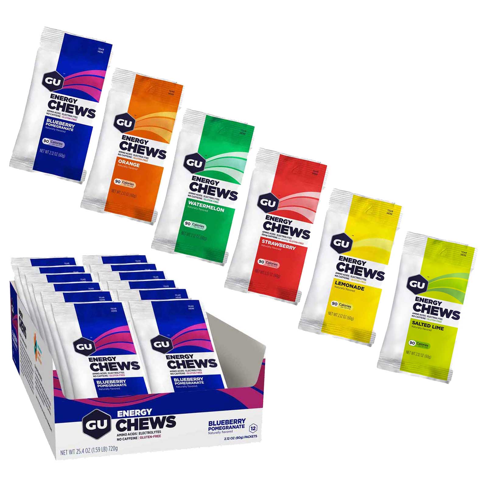 Picture of GU Energy Chews - Fruit Gums with Carbohydrates - 12x60g