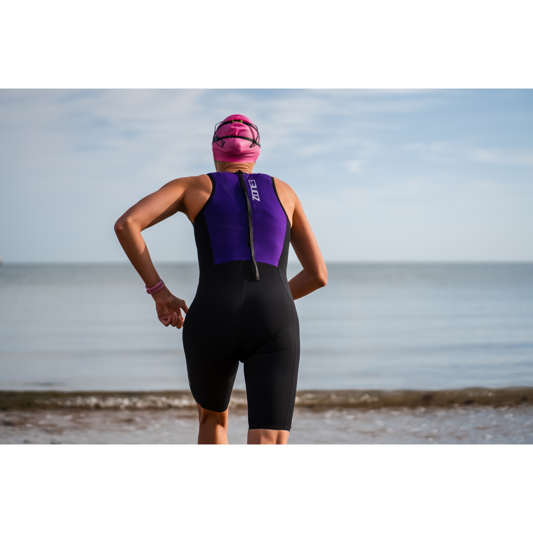 Rash Guard Femme - Maillot De Bain Manches Courtes - Fermeture Éclair - Noir - Taille Unique