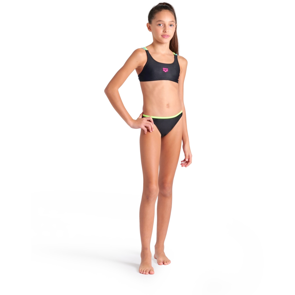 【ARENA】green wave bikini set arena Feel Solid Bikini Girls - Black/Soft Green/Water/Soft