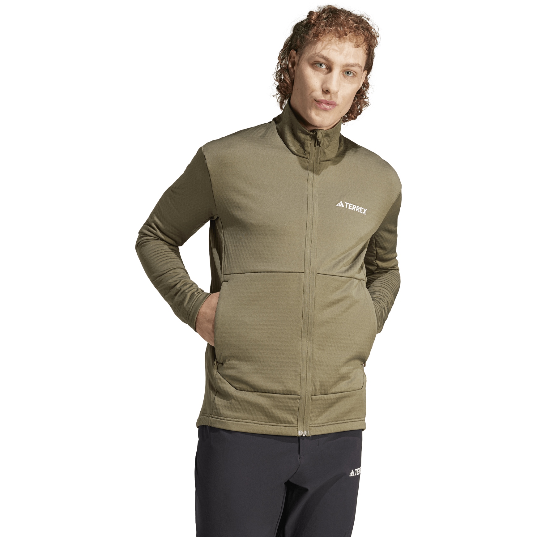 Picture of adidas Multi Light Fleece Full-Zip Jacket Men - olive strata IQ3742