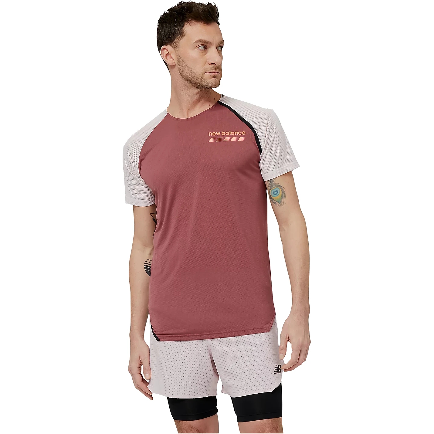 Image of New Balance Accelerate Pacer Short Sleeve Shirt Men - Washed Burgundy