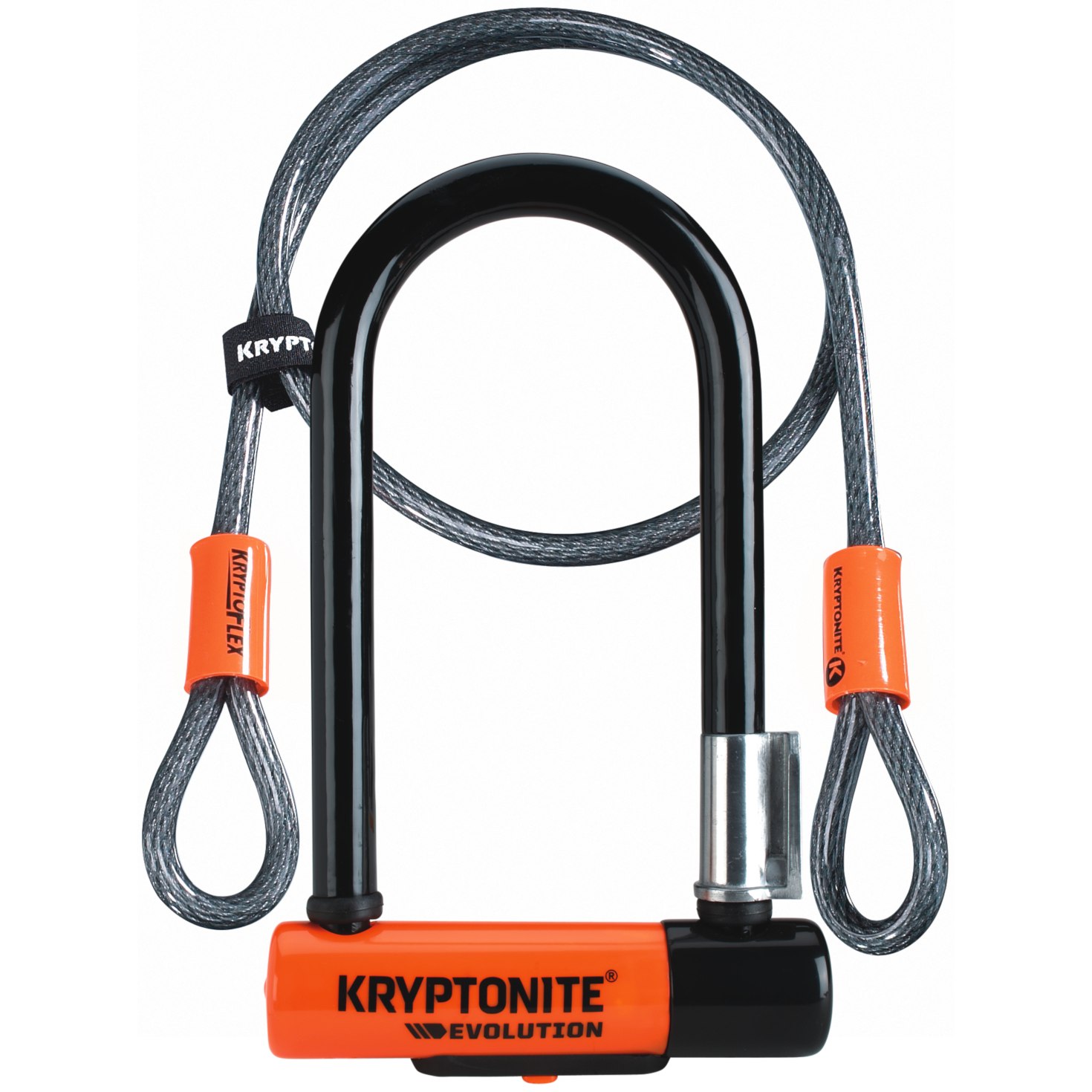 Productfoto van Kryptonite Evolution Mini-7 Beugelslot incl. 120cm KryptoFflex Kabel - black/orange
