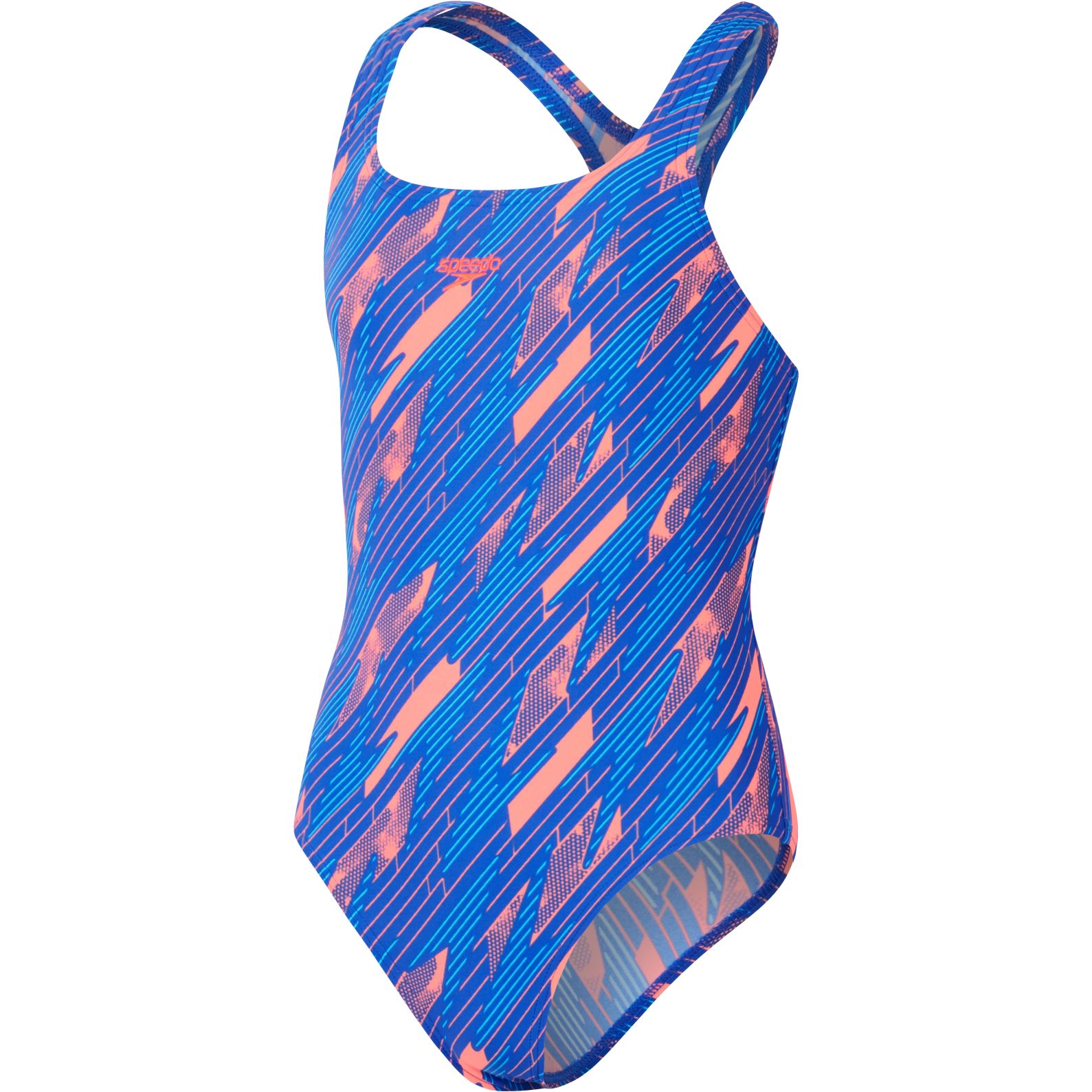 Купальник Speedo HyperBoom Allover Medalist Swimsuit Girl - сиреневый красный/настоящий кобальт / пиктонный синий