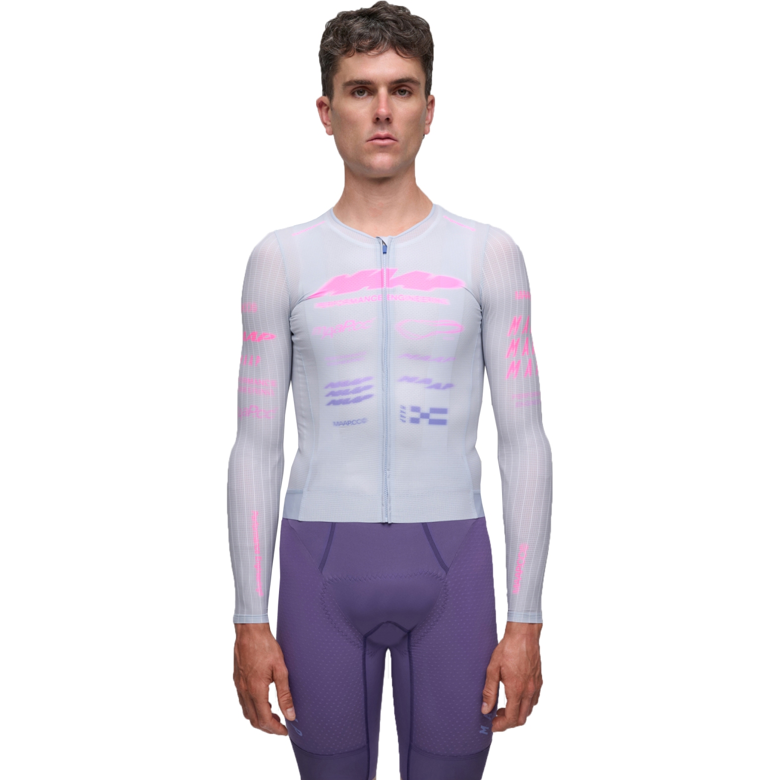 Мужская майка MAAP Beta Pro Aero с длинным рукавом - ксеноновый фиолетовый синий