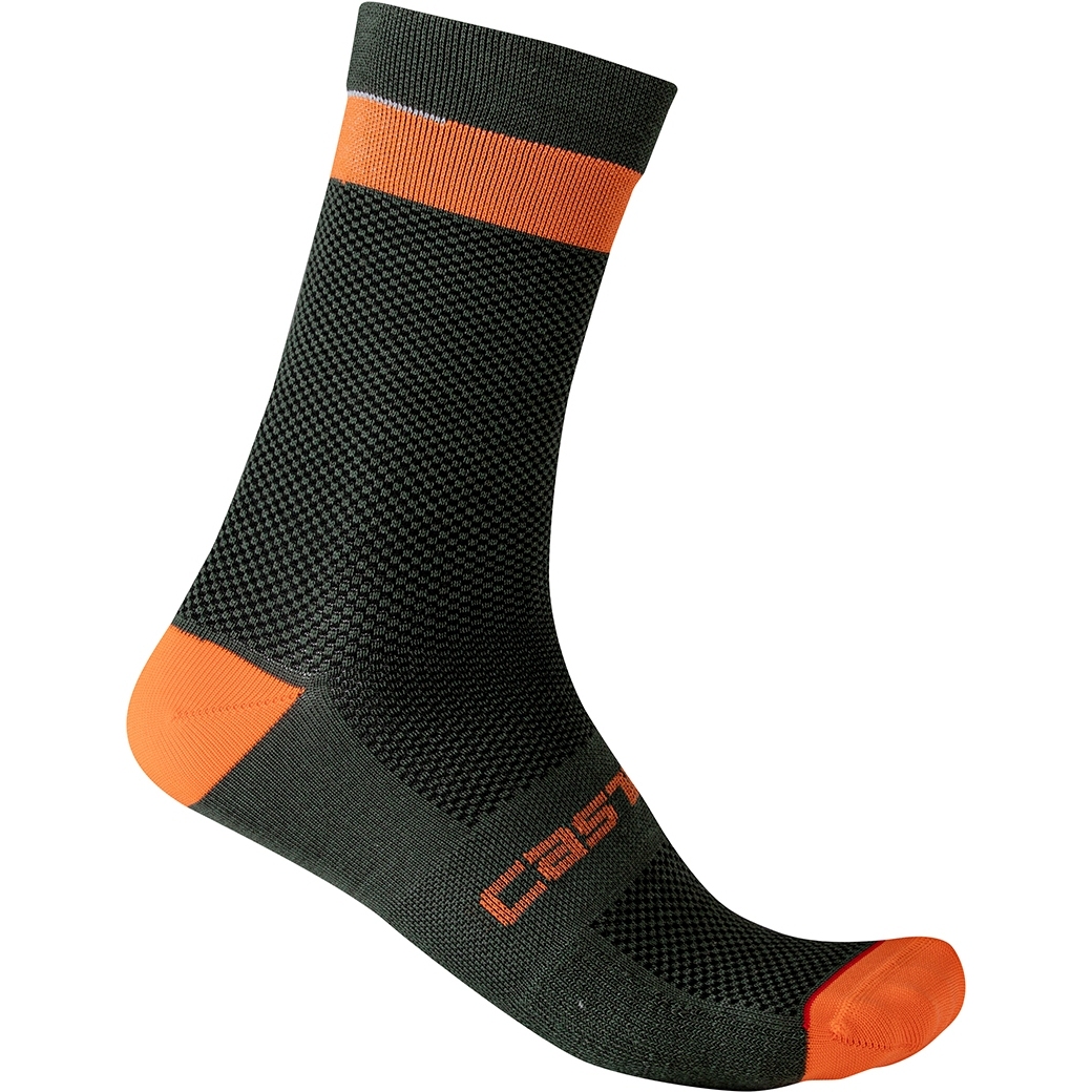 Picture of Castelli Alpha 18 Socks - military green/fiery red