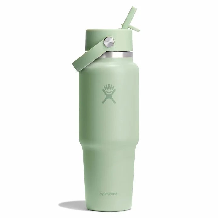 Picture of Hydro Flask 32oz Wide Mouth Insulated Travel Bottle + Flex Straw Cap - 946ml - Aloe