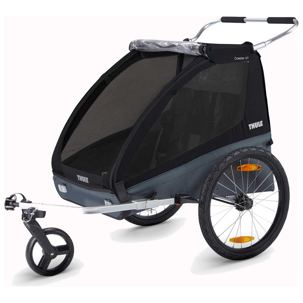 Produktbild von Thule Coaster XT Fahrradanhänger für 1-2 Kinder - Fahrrad + Buggy Set - schwarz