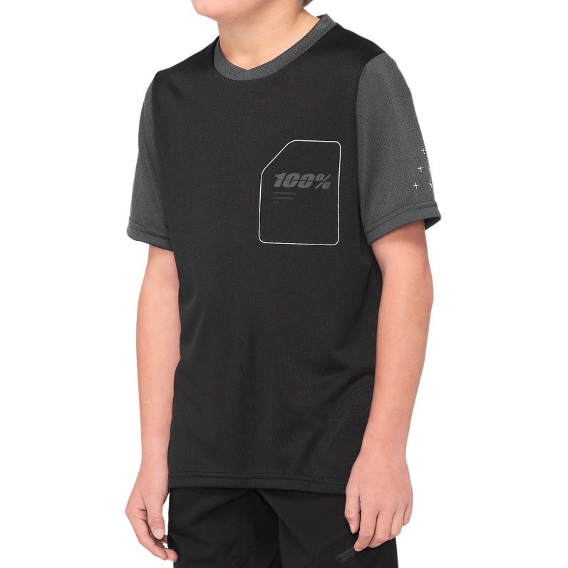 Productfoto van 100% Ridecamp Youth Short Sleeve Jersey - black/charcoal