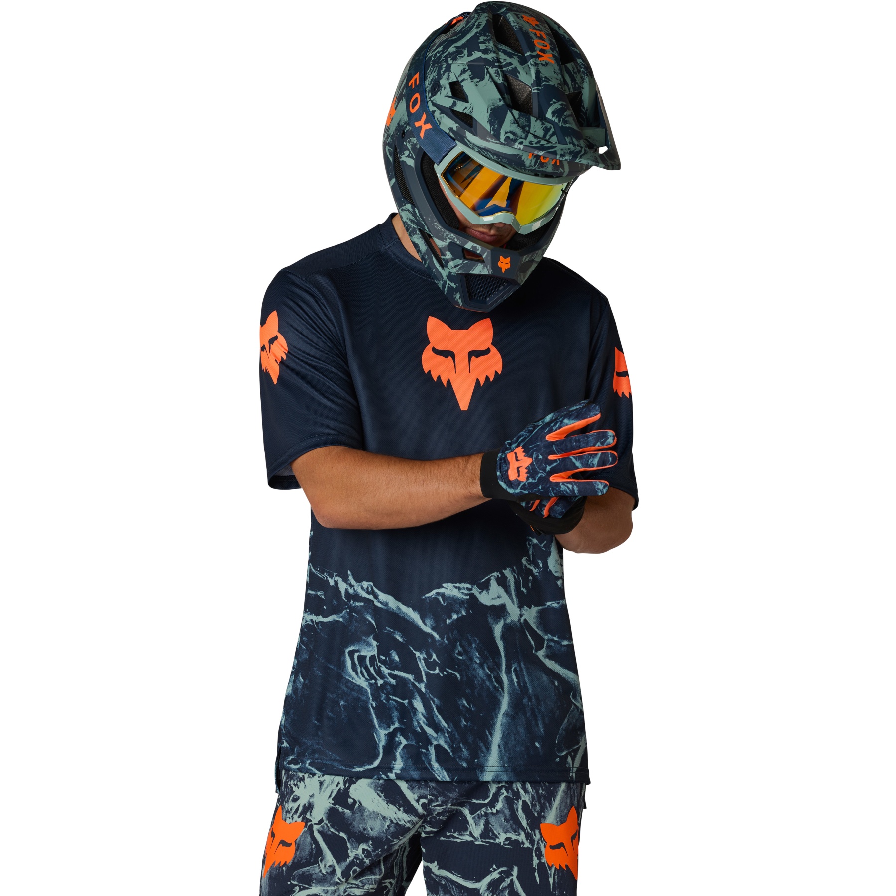 FOX Ranger MTB Short Sleeve Jersey Men - Image Print - arctic blue