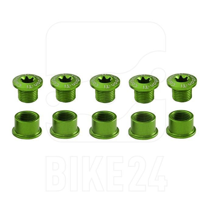 Picture of Carbon-Ti X-Fix Road Chainring Fixing Bolt Set - acid green