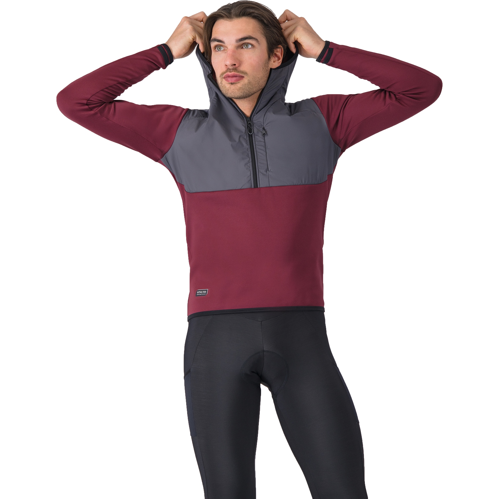Мужская толстовка Castelli Unltd Roam с капюшоном - бордо/свинцово-серый 421