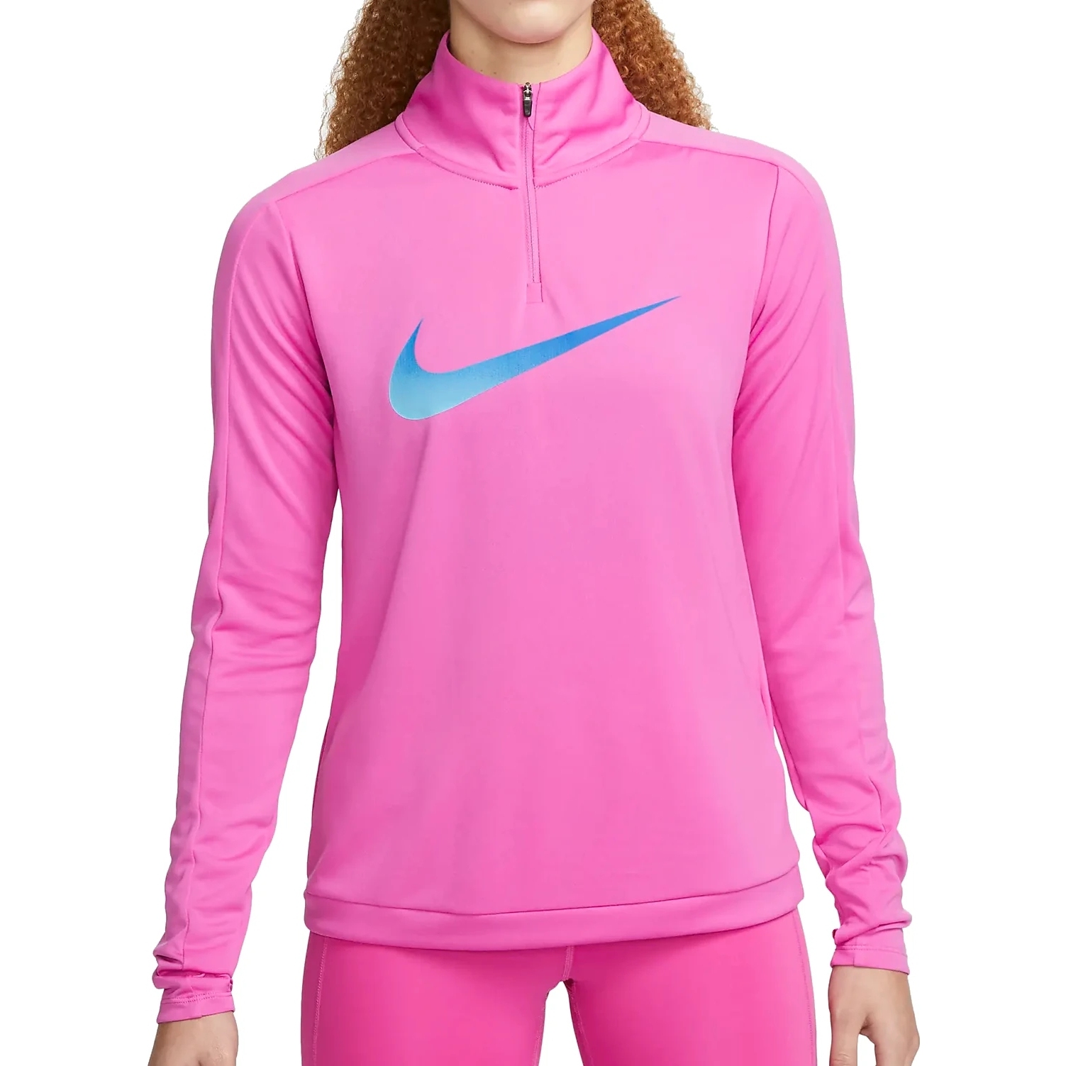 Nike Dri-FIT Swoosh Short Zip Long Sleeve Top Women - active fuchsia/reflective  silver DX0952-623