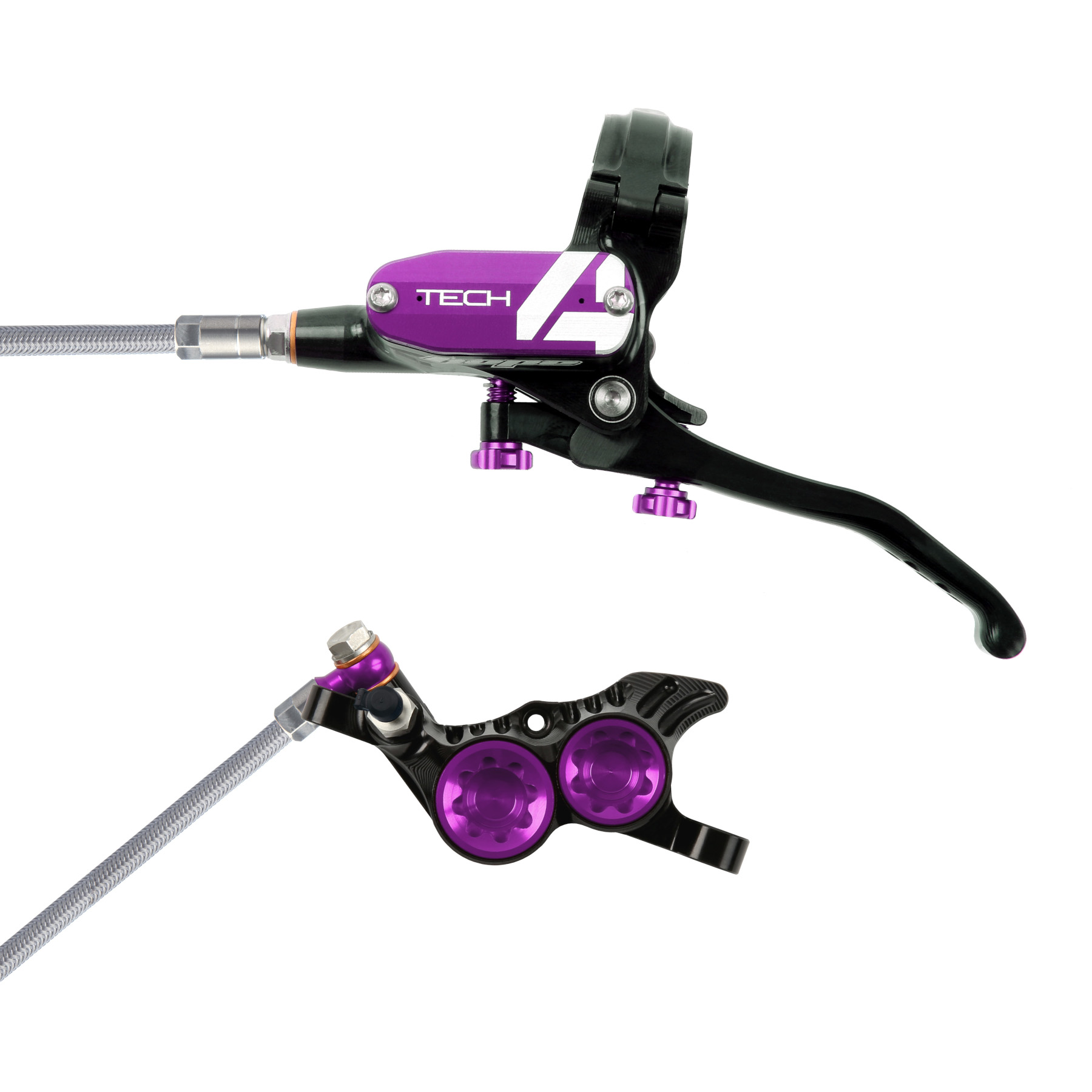 Picture of Hope Tech 4 V4 Disc Brake - Steel Braided - black/purple - Lever left