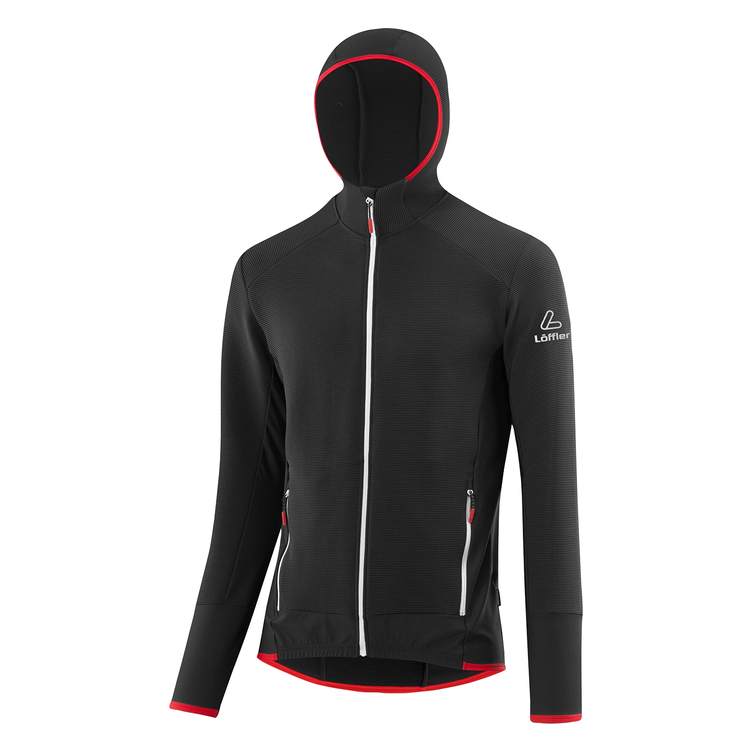 Produktbild von Löffler Transtex® Rib Kapuzenjacke Herren - schwarz/rot 995