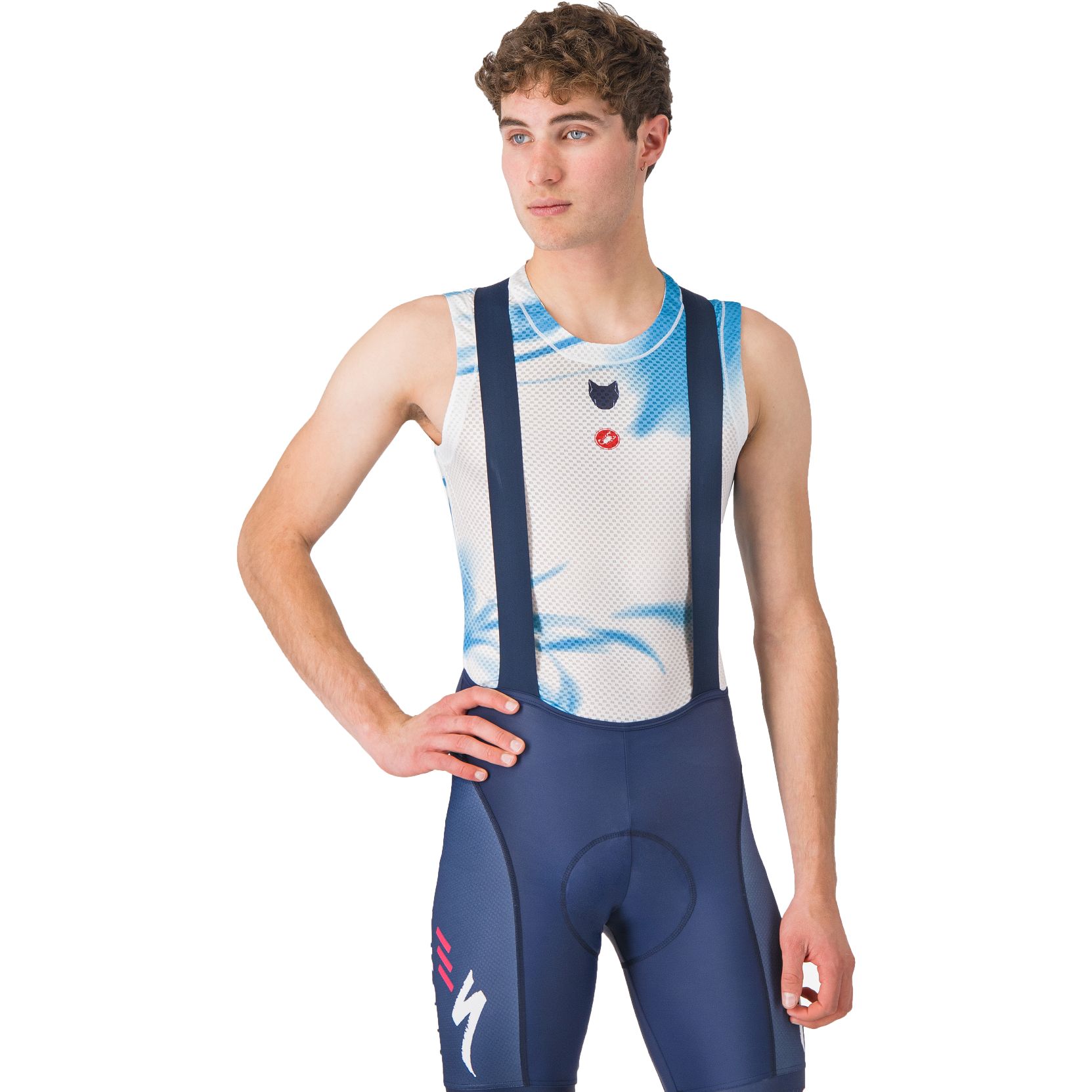 Базовый слой Castelli Pro Mesh без рукавов Team Soudal Quick-Step для мужчин - белый/светло-голубой 104