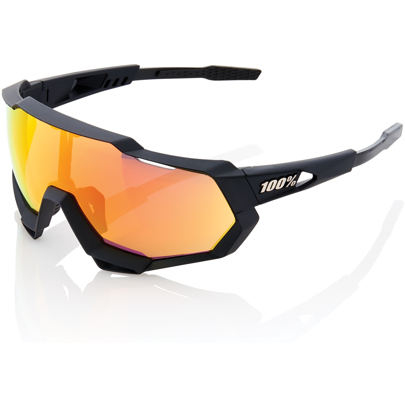 Productfoto van 100% Speedtrap Glasses - HiPER Mirror Lens - Soft Tact Black / Red Multilayer + Clear