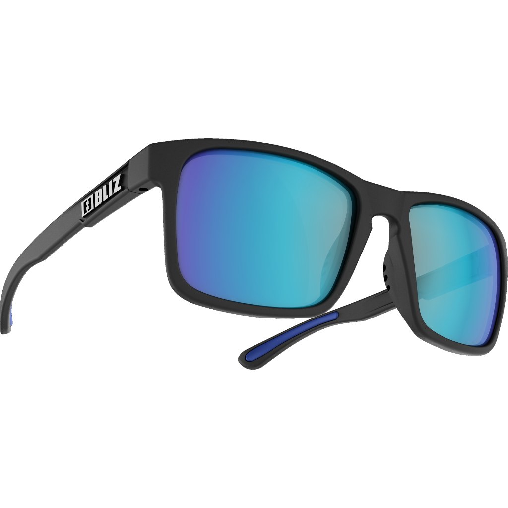 Image of Bliz Luna Glasses - Matt Rubber Black / Smoke with Blue Multi
