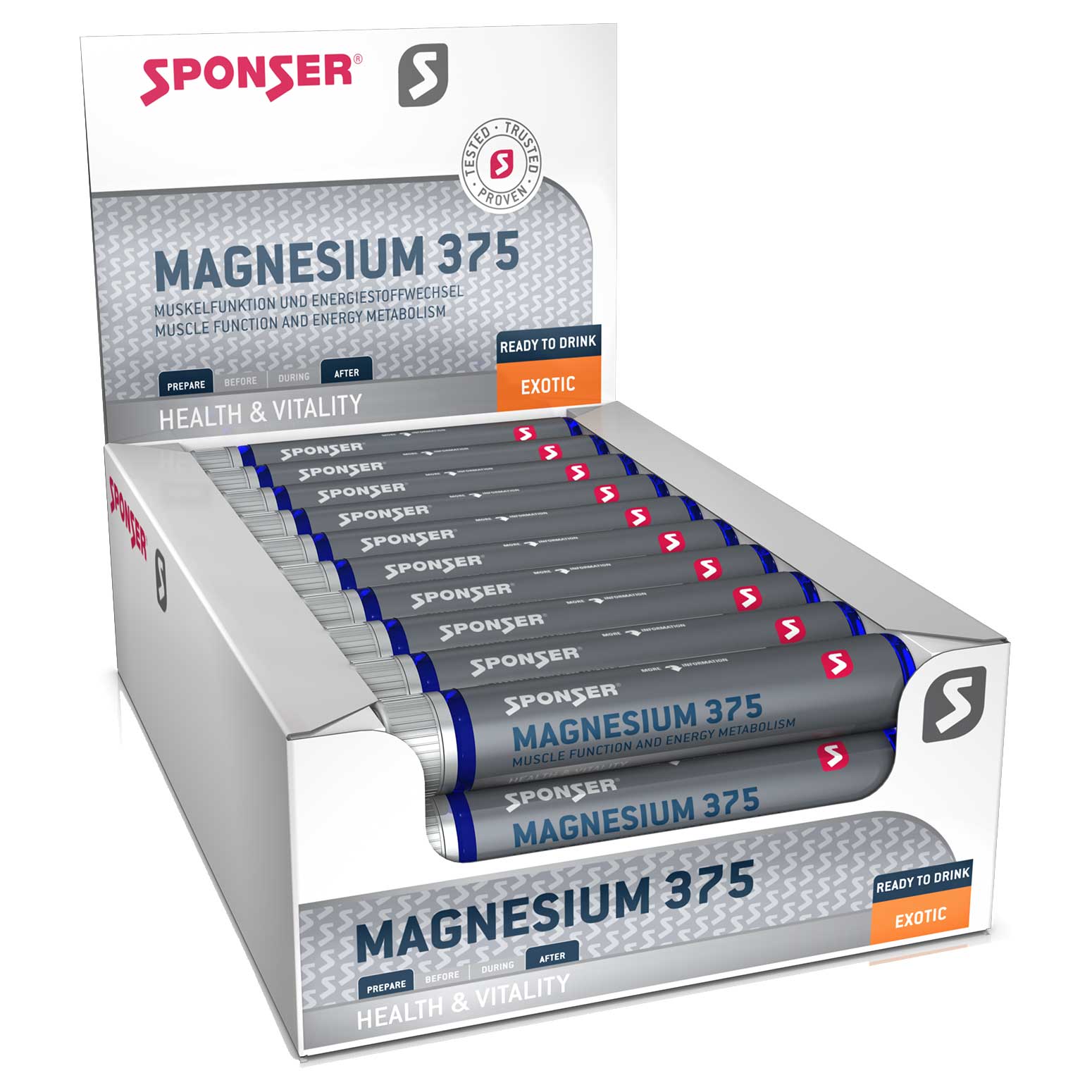 Productfoto van SPONSER Magnesium 375 - Drinkampul - 30x25ml