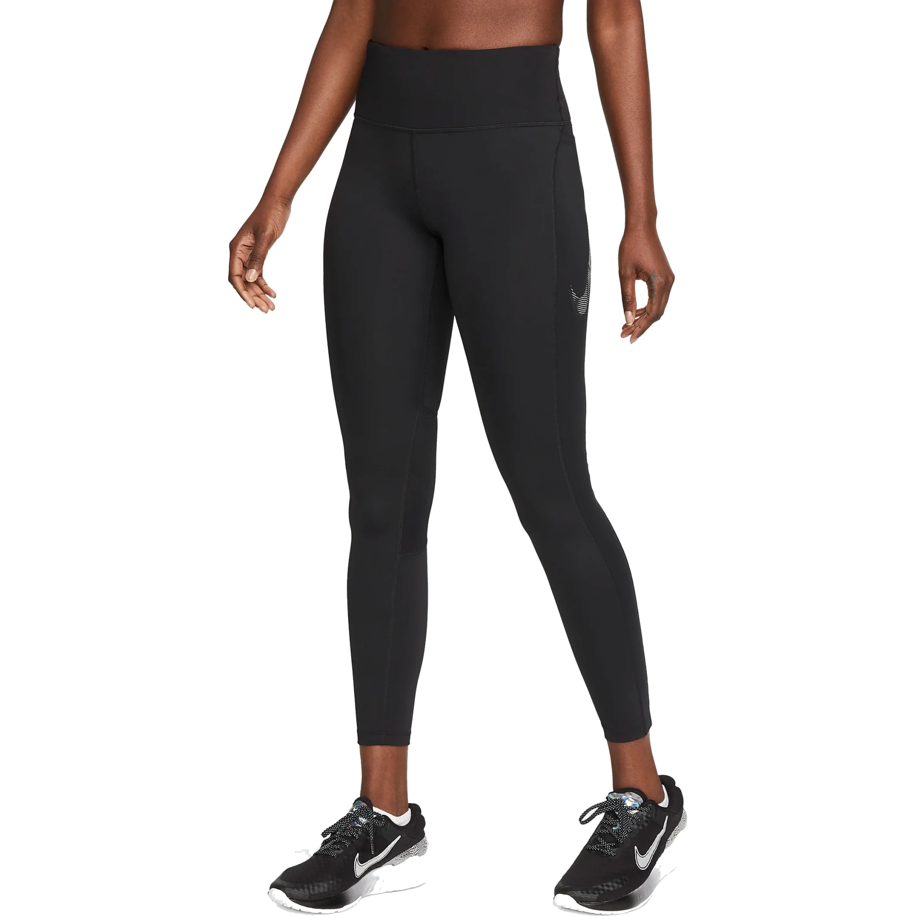 Productfoto van Nike Fast Mid-Rise 7/8-Leggings Dames - black/cool grey FB4656-010