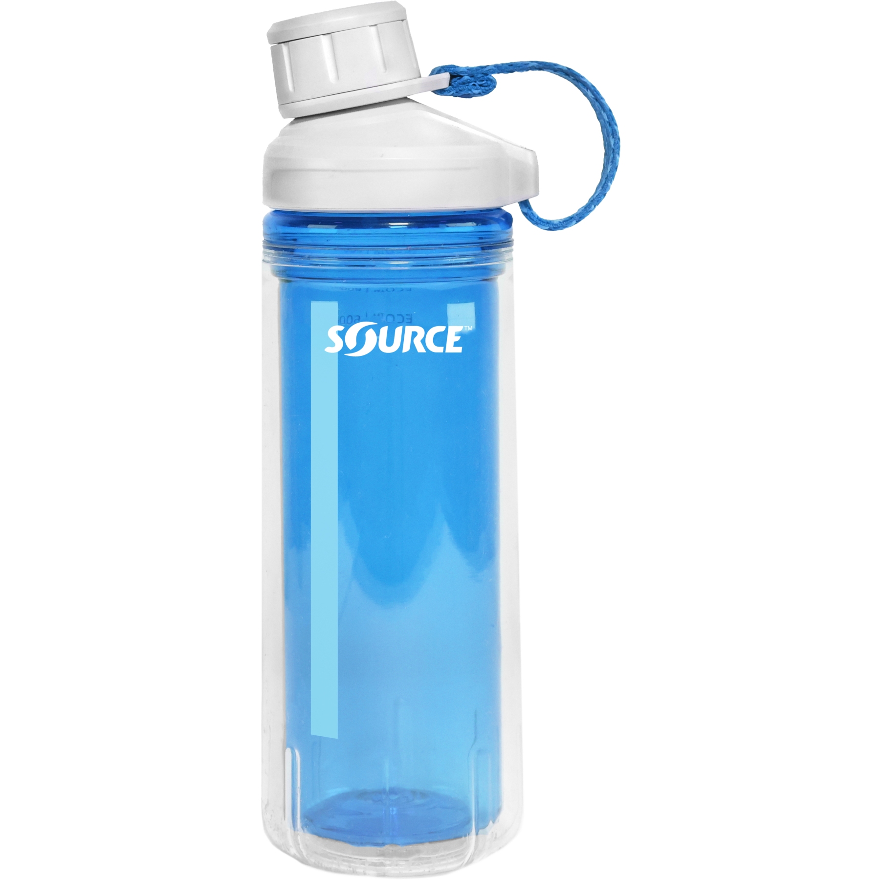 Produktbild von Source Eco Tritan Clickseal Doppelwandige Wasserflasche - 0.6L - bayou blue / strap triangles blue