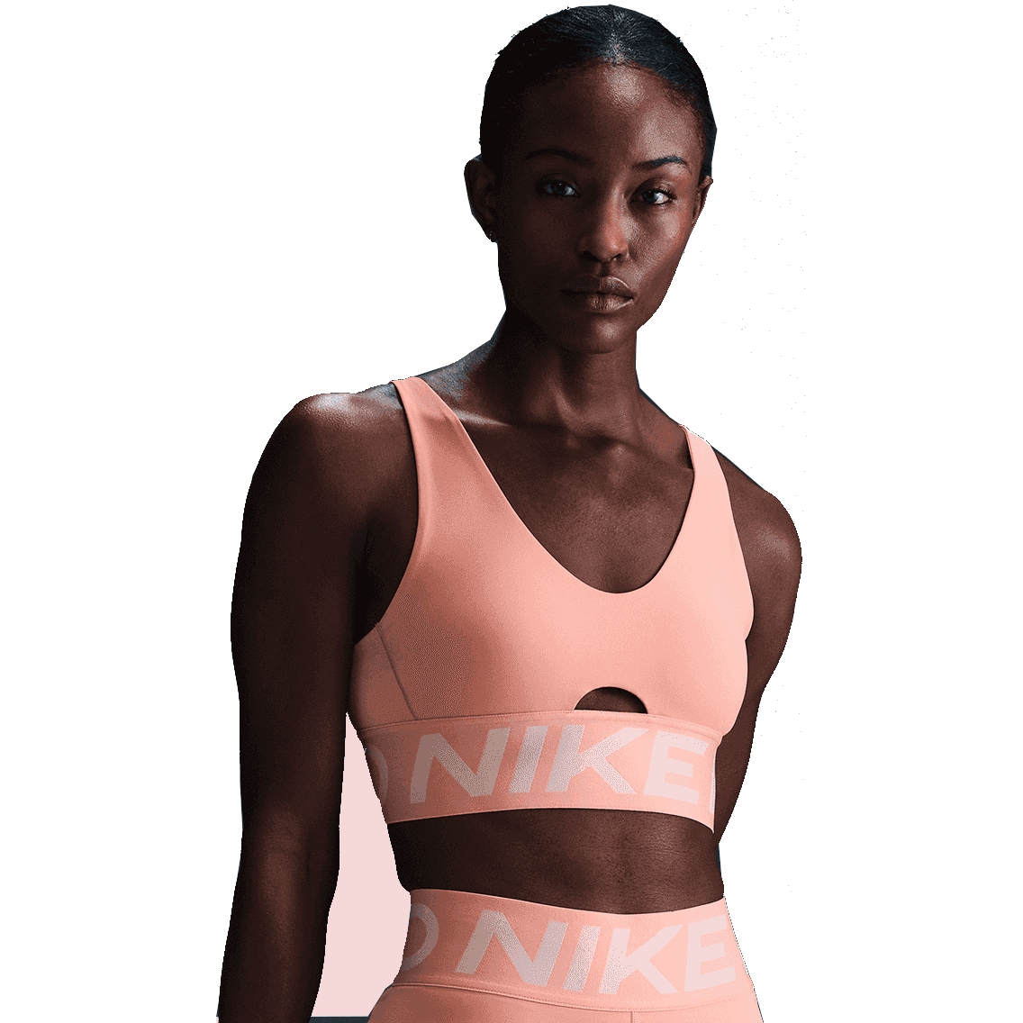 Bild von Nike Pro Indy Plunge Sport-BH mit mittlerem Halt für Damen - apricot agate/washed coral/white HF7324-844