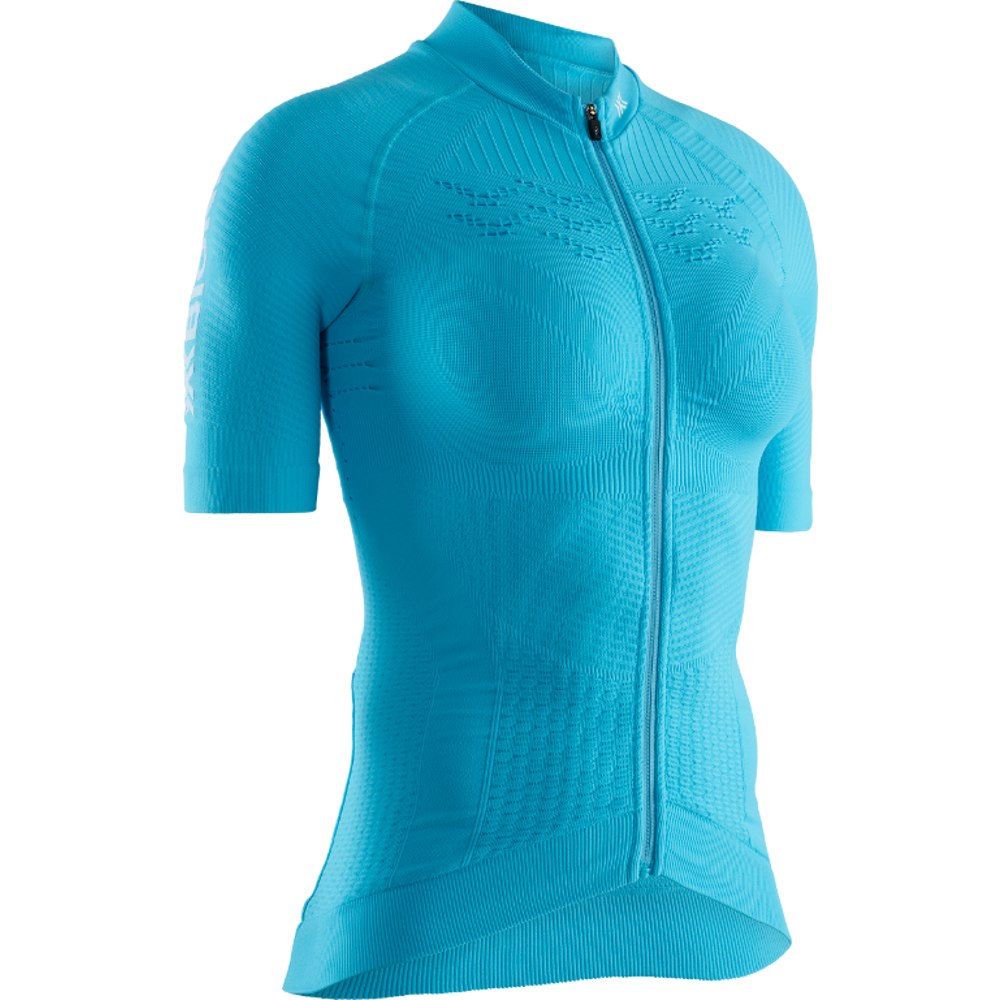 Picture of X-Bionic Effektor 4.0 Bike Full Zip Shirt Short Sleeves Women - effektor turquoise/arctic white