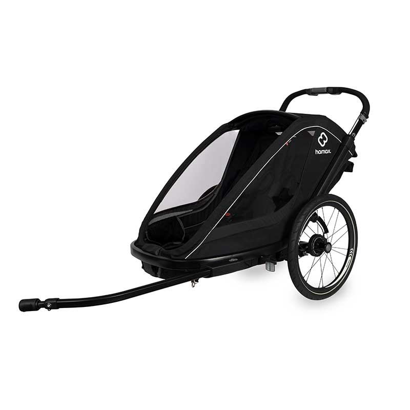 Produktbild von Hamax Breeze Fahrradanhänger für 2 Kinder - Inkl. Deichsel und Buggyrad - schwarz