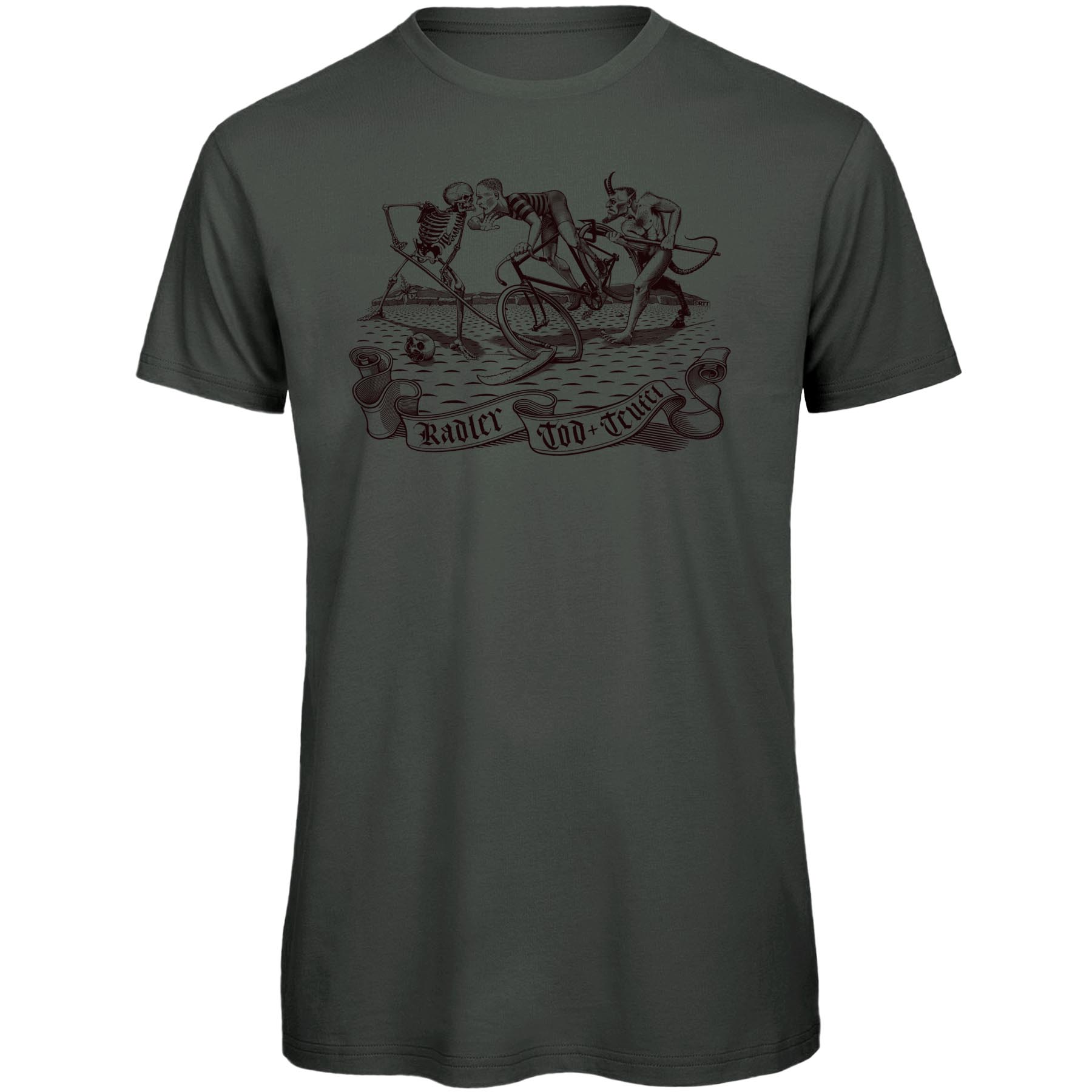 Produktbild von RTTshirts Radler Tod &amp; Teufel Fahrrad T-Shirt Herren - dunkelgrau
