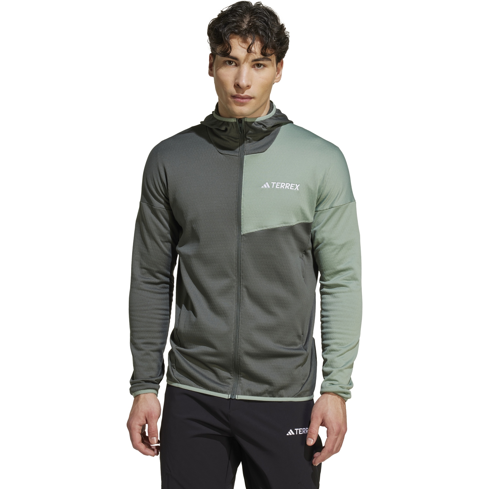 Picture of adidas TERREX Xperior Light Fleece Hooded Jacket Men - legend ivy/silver green JE1347