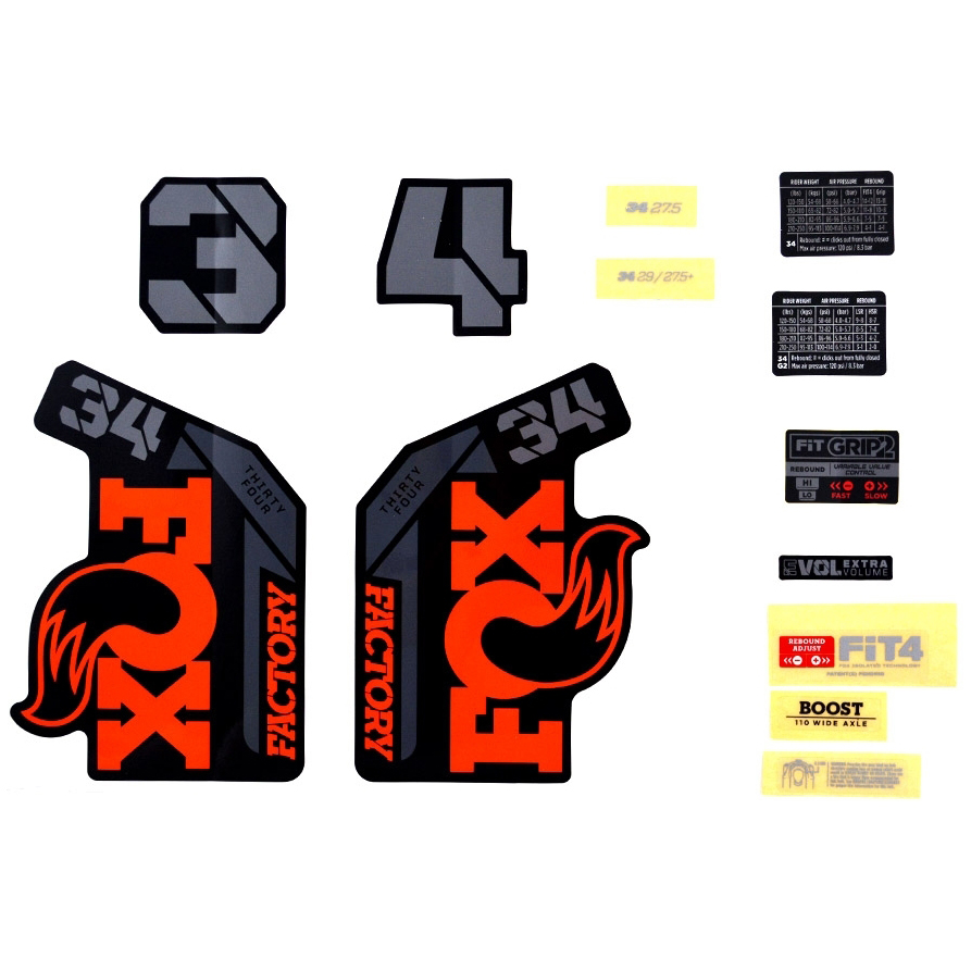Photo produit de FOX Decal Kit Orange Logo for Fork 34 Factory MY-2021 - 803-01-508