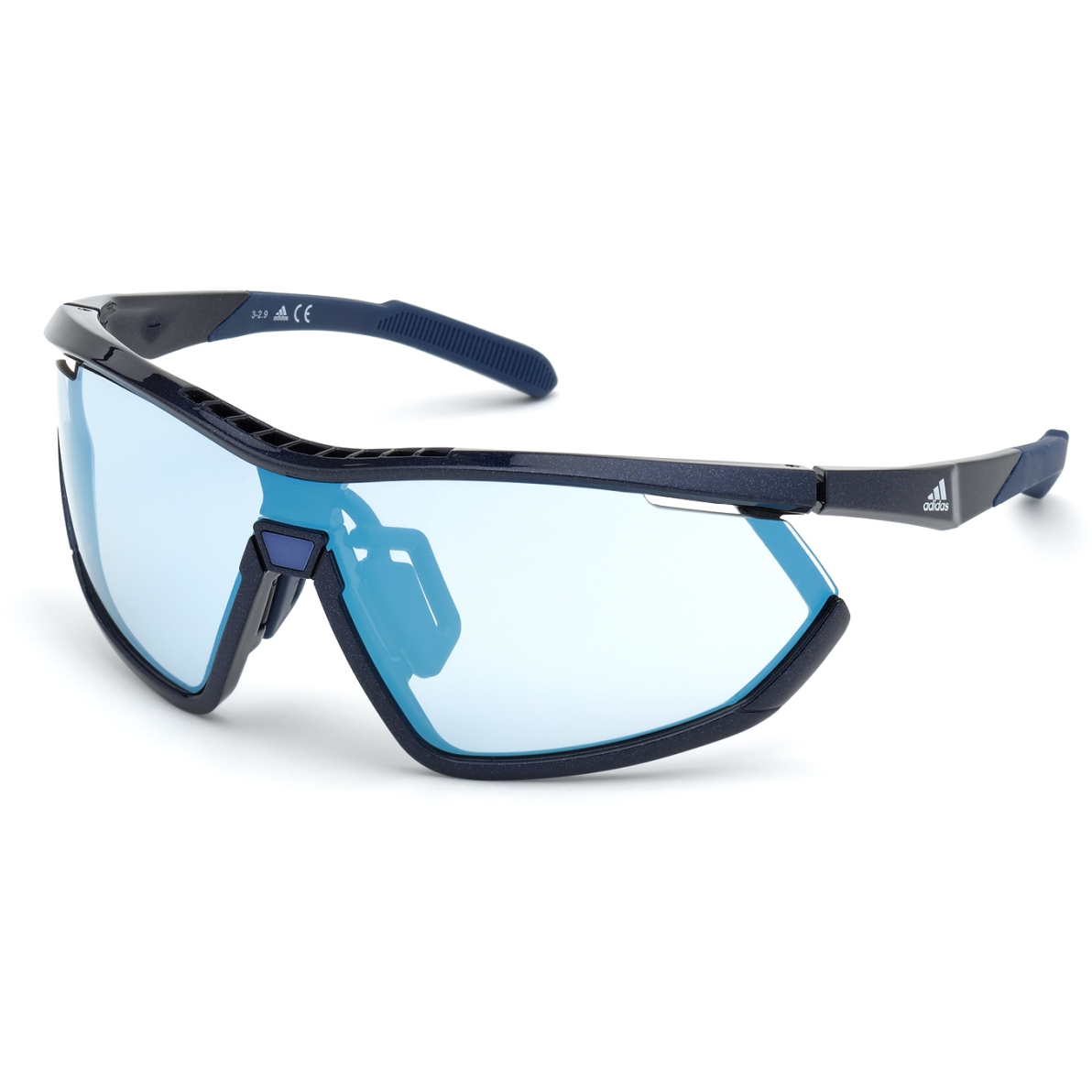 Image of adidas Sp0002 Injected Sport Sunglasses - Shiny Blue / Vario Azure Mirror Blue