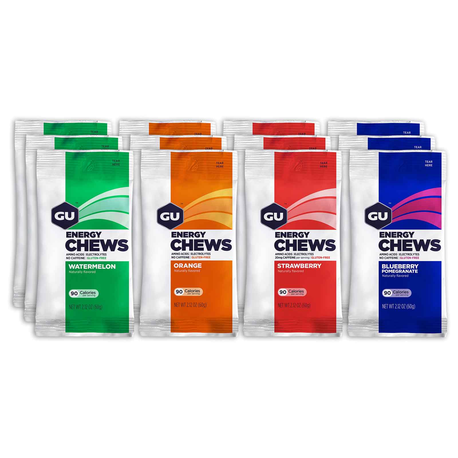 Produktbild von GU Energy Chews - Fruchtgummis mit Kohlenhydraten - Mixpaket - 12x60g