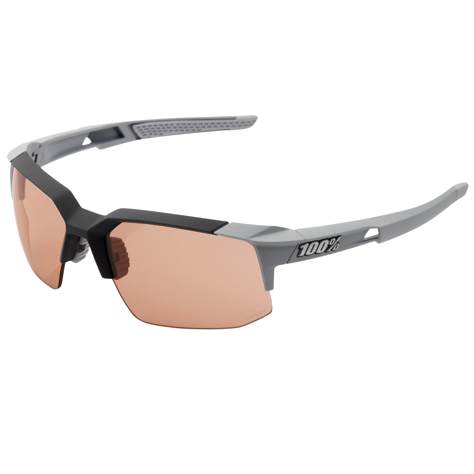 Picture of 100% Speedcoupe Glasses - HiPER HD Multilayer Mirror Lens - Soft Tact Stone Grey/Coral + Clear