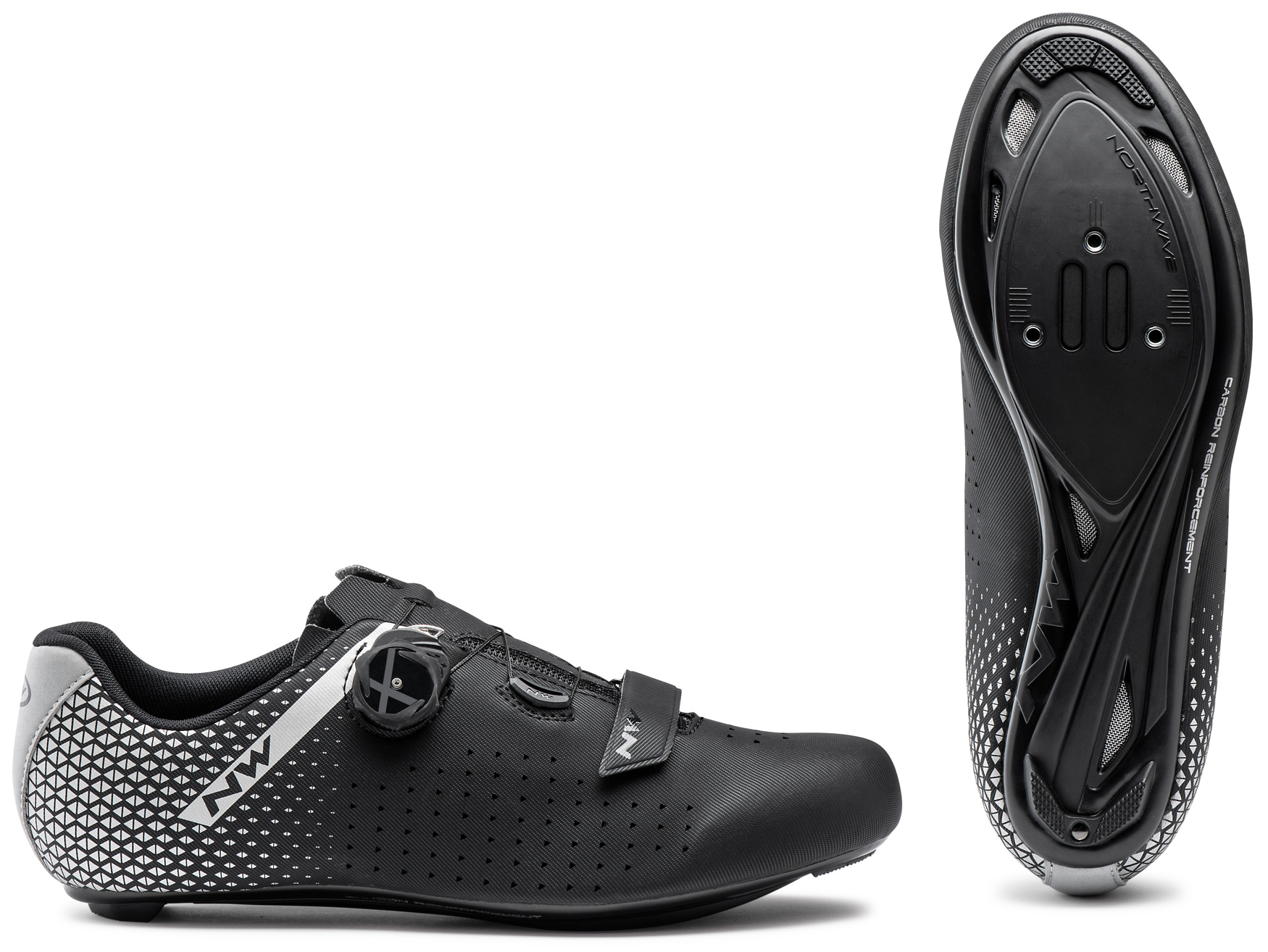 Northwave Zapatillas Ciclismo Carretera Hombre - Core Plus 2 Wide -  negro/plata 17